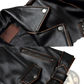 Men's Cowhide Leather Motorcycle Biker Jacket with Lapels