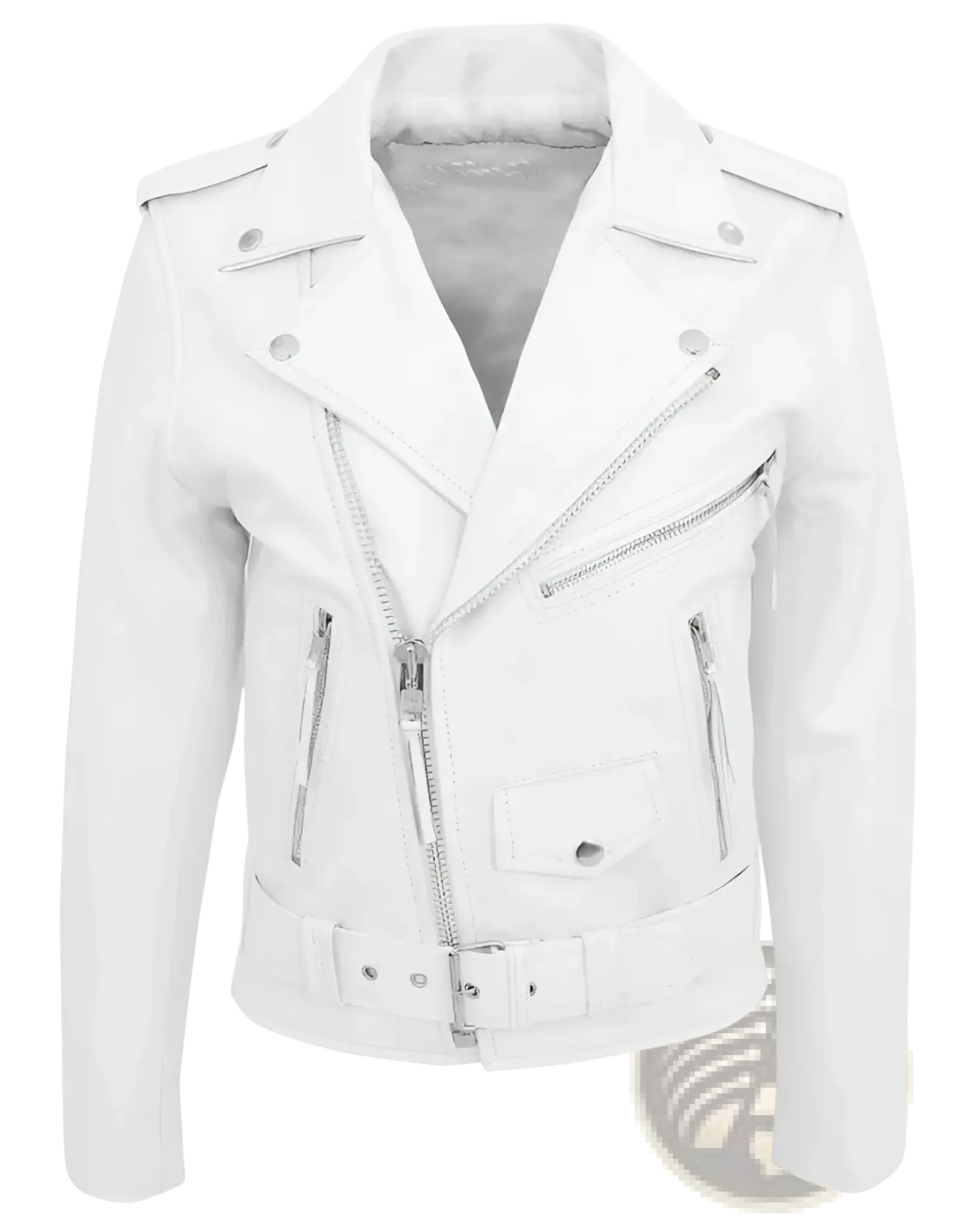 Men's Cowhide Leather Motorcycle Biker Jacket with Lapels