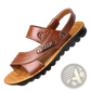 Men's Cowhide Leather Sandals with Buckle Accents