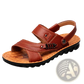 Men's Cowhide Leather Sandals with Buckle Accents