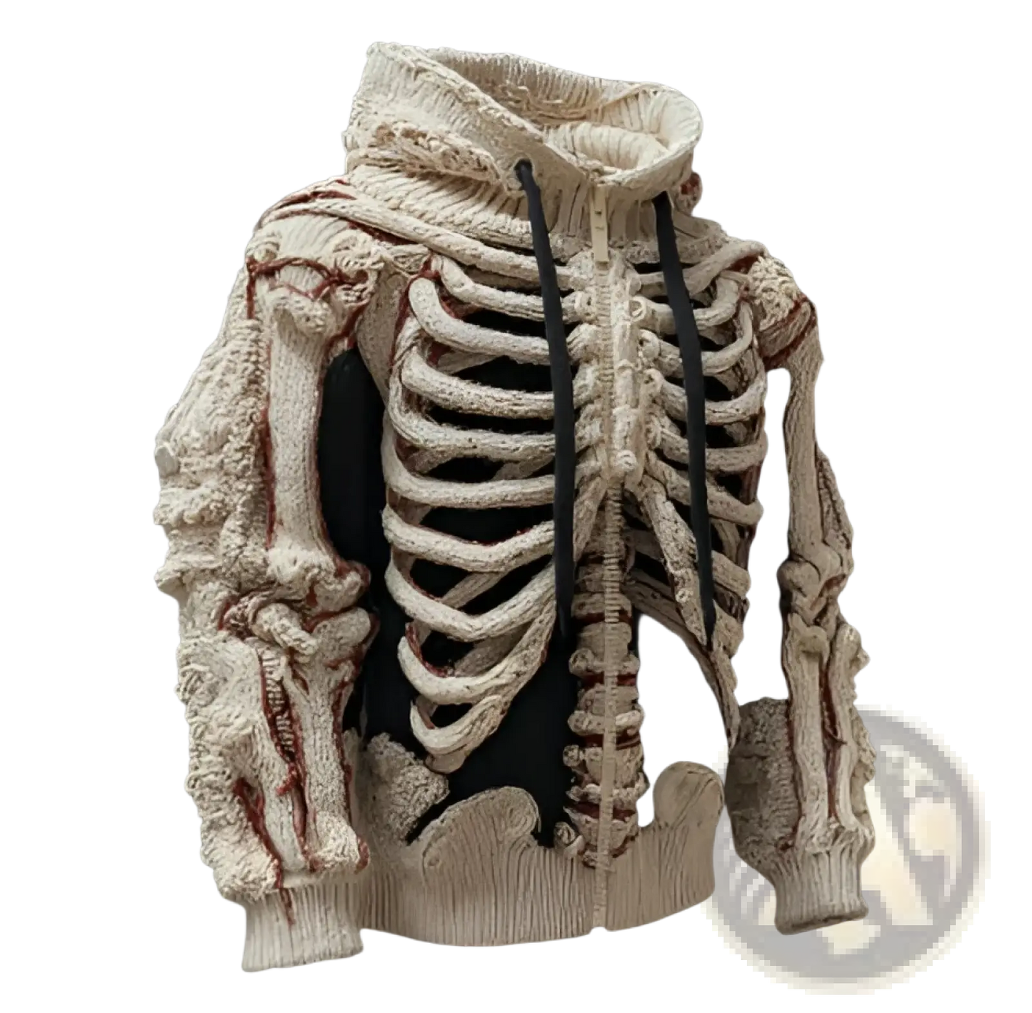 Men's Cream Skeletal Knit 3d Bone Pattern Hoodie