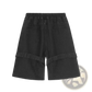 Men's Diagonal Strap Denim Shorts with Drawstring Waist