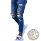 Men's Distressed Blue Denim Ripped Knee Jeans