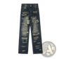 Men's Distressed Dark Wash Straight Leg Ripped Jeans