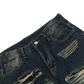 Men's Distressed Dark Wash Straight Leg Ripped Jeans