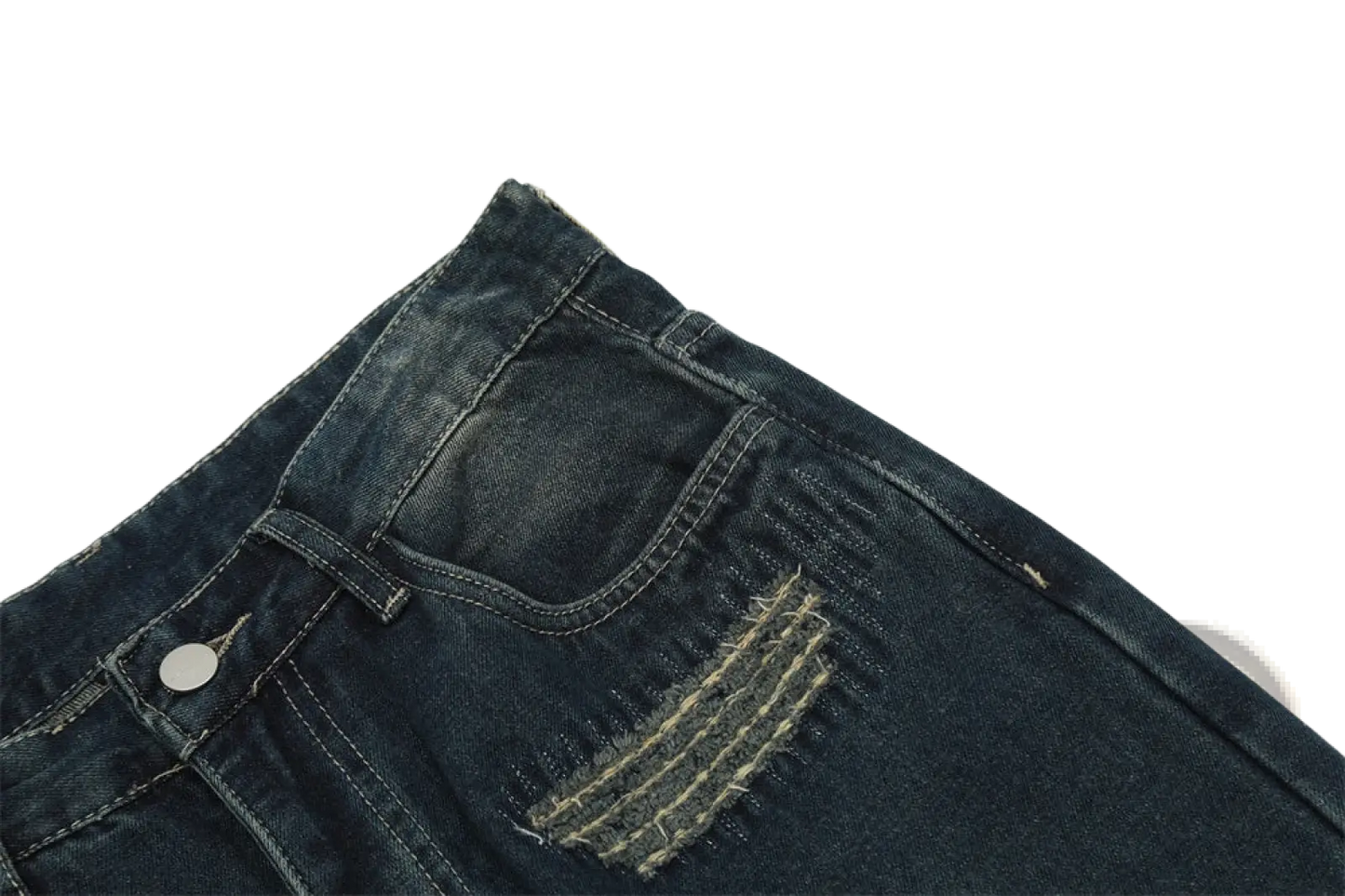 Men's Distressed Dark Wash Straight Leg Ripped Jeans