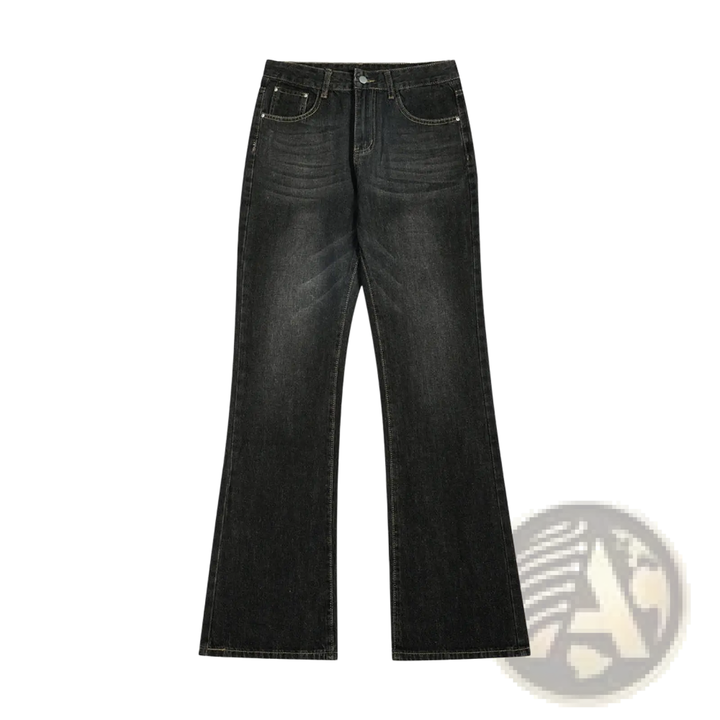 Men's Distressed Flare Leg Dark Wash Denim Jeans
