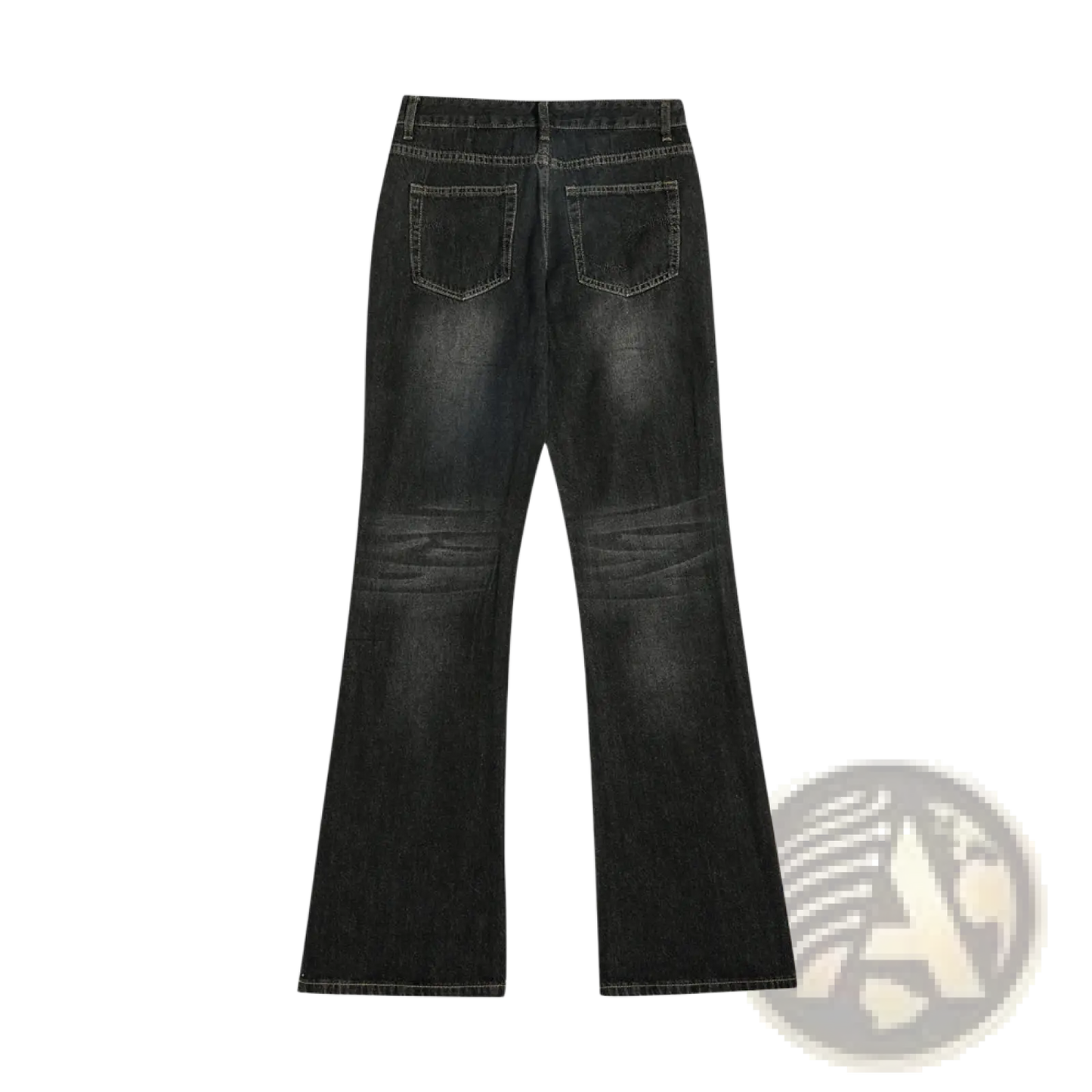 Men's Distressed Flare Leg Dark Wash Denim Jeans