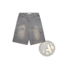 Men's Distressed Frayed Hem Denim Shorts