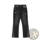 Men's Distressed Paisley Patchwork Flare Jeans