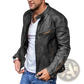 Men's Distressed Pu Leather Motorcycle Jacket