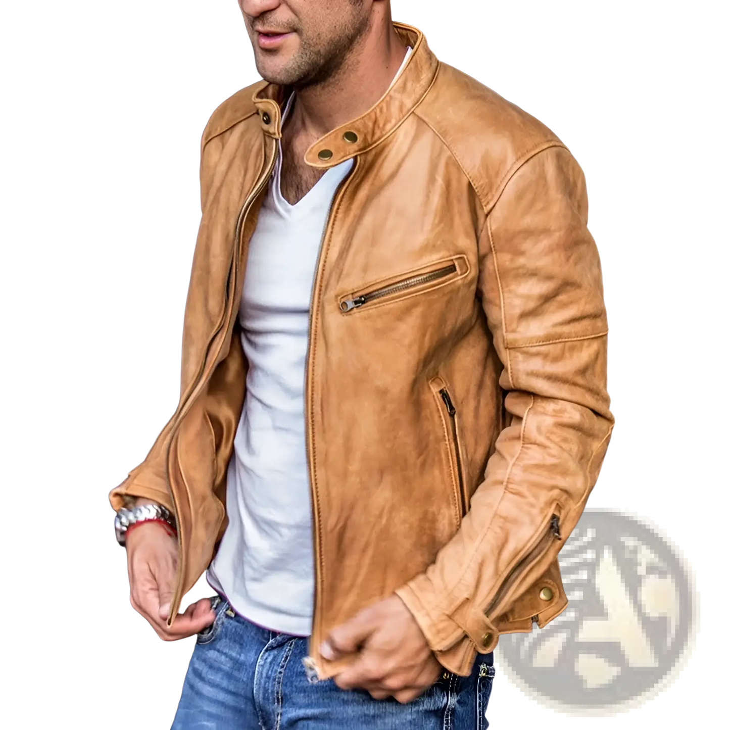 Men's Distressed Pu Leather Motorcycle Jacket