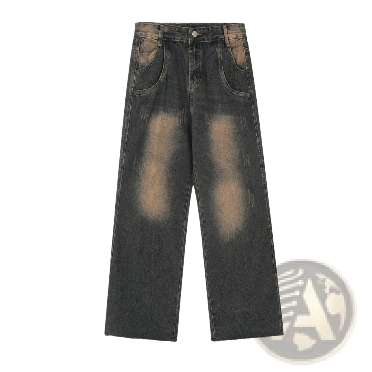 Men's Distressed Straight Leg Black Denim Jeans