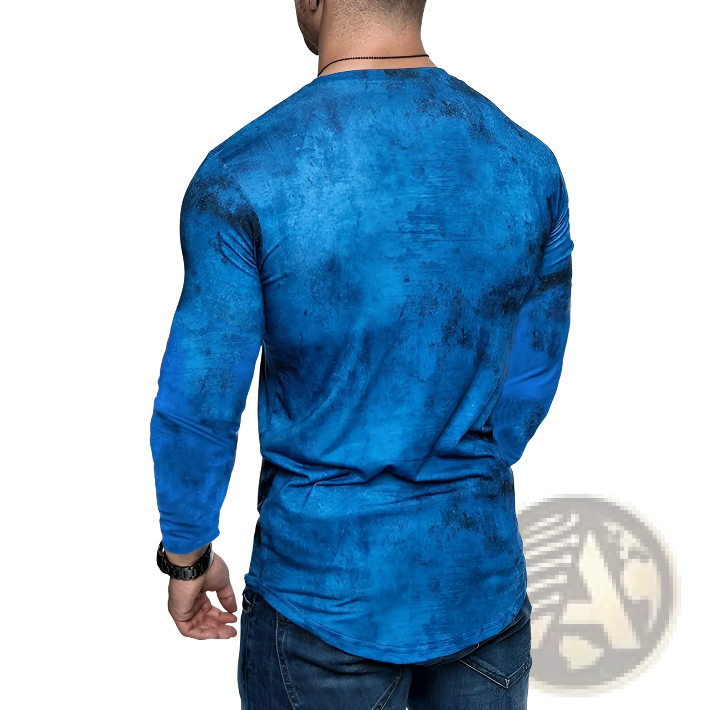 Men's Distressed Textured Long Sleeve T-shirt