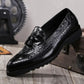 Men's Crocodile Embossed Leather Tassel Brogue Shoes