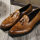 Men's Crocodile Embossed Leather Tassel Brogue Shoes