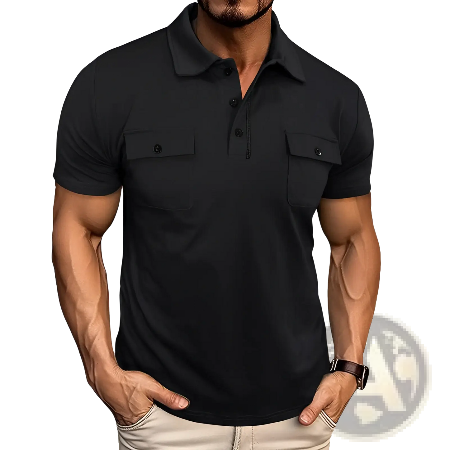 Men's Dual Pocket Short Sleeve Cotton Blend Polo Shirt