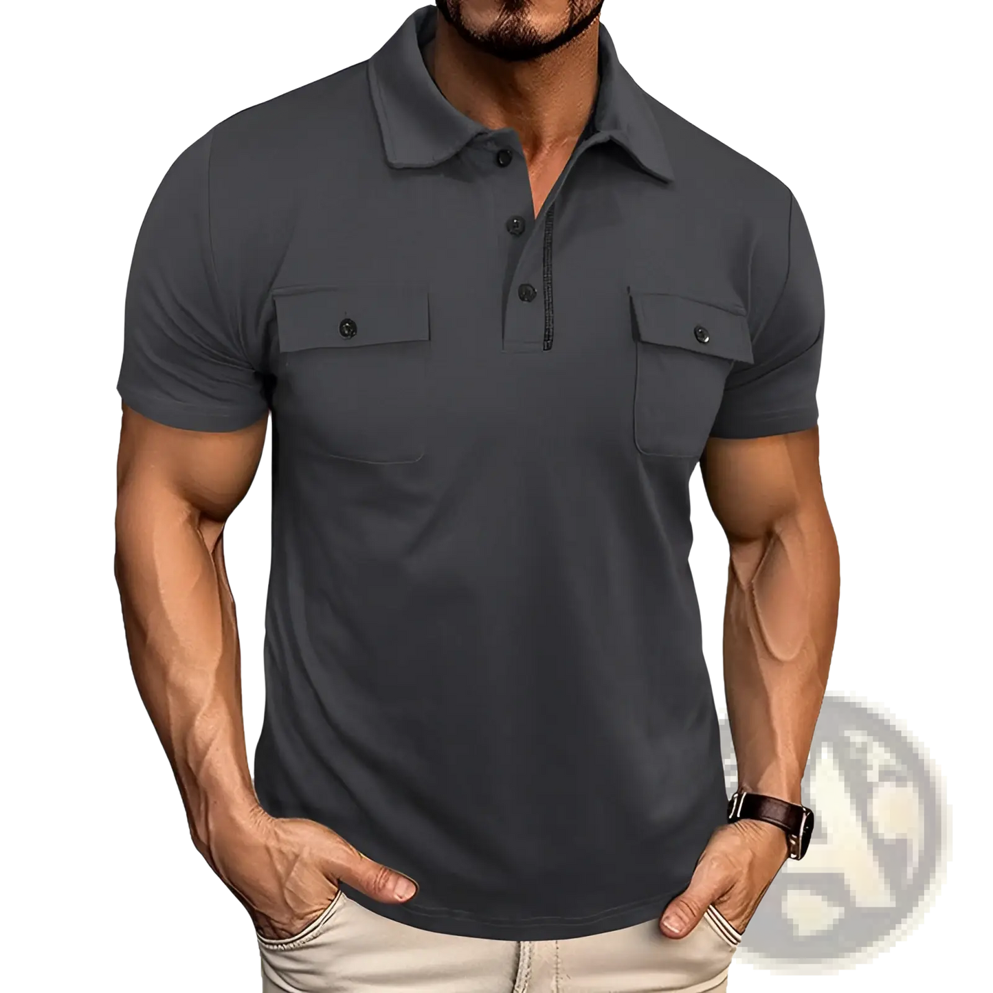 Men's Dual Pocket Short Sleeve Cotton Blend Polo Shirt