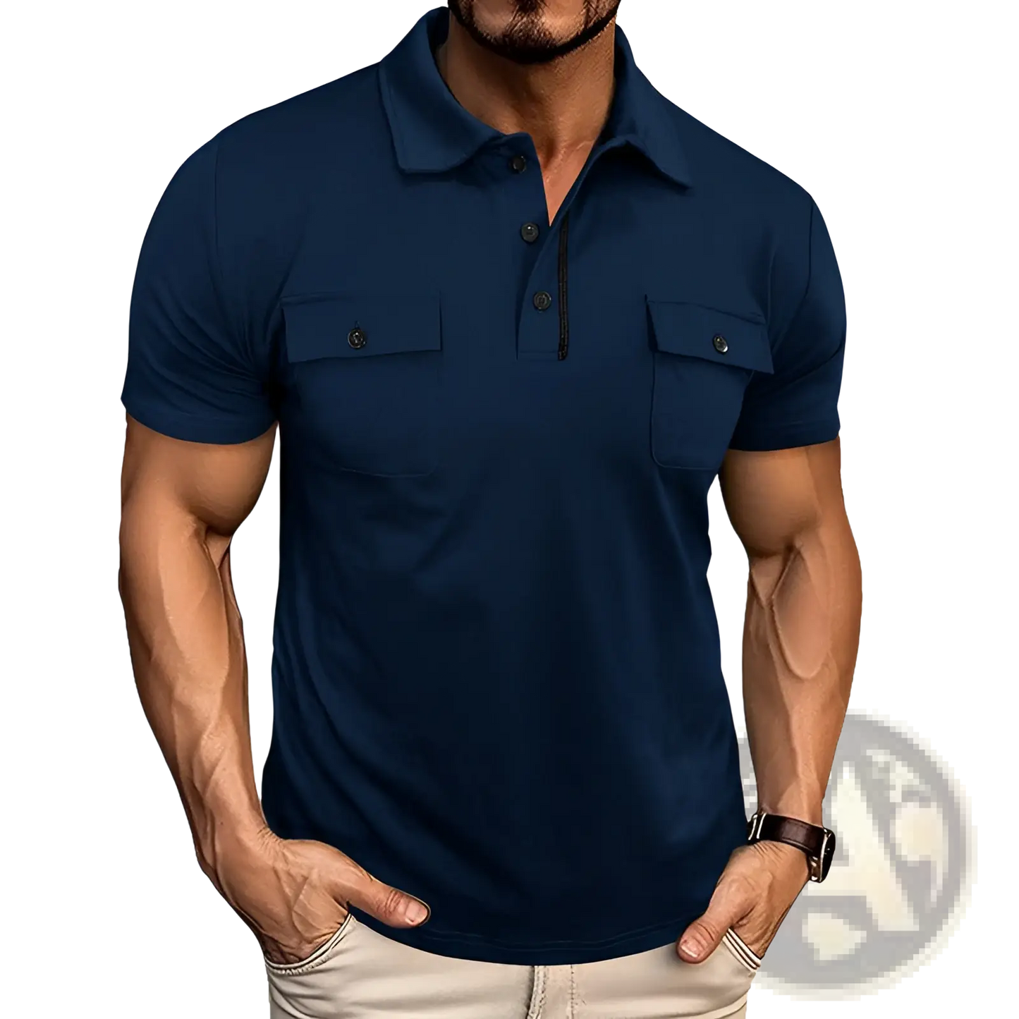 Men's Dual Pocket Short Sleeve Cotton Blend Polo Shirt