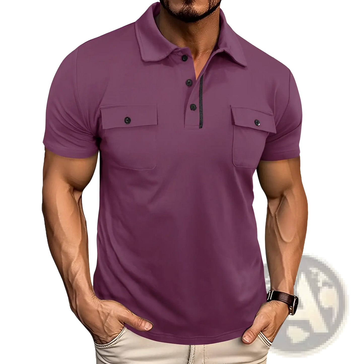 Men's Dual Pocket Short Sleeve Cotton Blend Polo Shirt