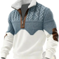 Men's Faux Fur Trim Cable Knit Half Zip Sweater