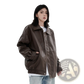 Men's Faux Leather Bomber Jacket Relaxed Fit Outerwear