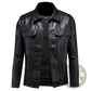 Men's Faux Leather Button Front Motorcycle Jacket