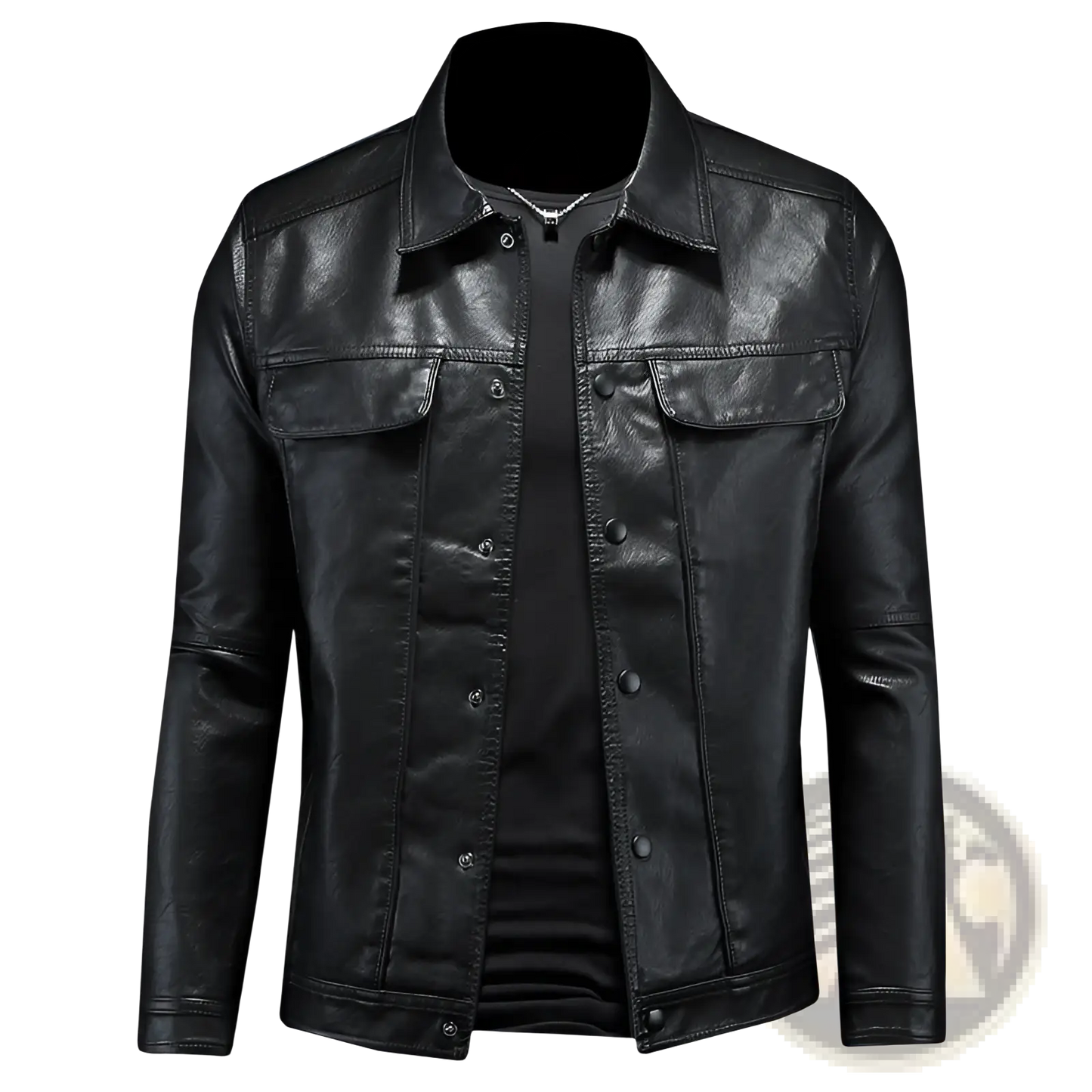 Men's Faux Leather Button Front Motorcycle Jacket