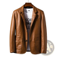 Men's Faux Leather Double Breasted Jacket with Pockets