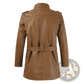 Men's Faux Leather Stand Collar Trench Coat