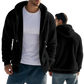 Men's Fleece Lined Loose Zip Up Hooded Jacket