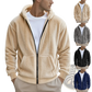 Men's Fleece Lined Loose Zip Up Hooded Jacket