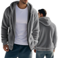 Men's Fleece Lined Loose Zip Up Hooded Jacket