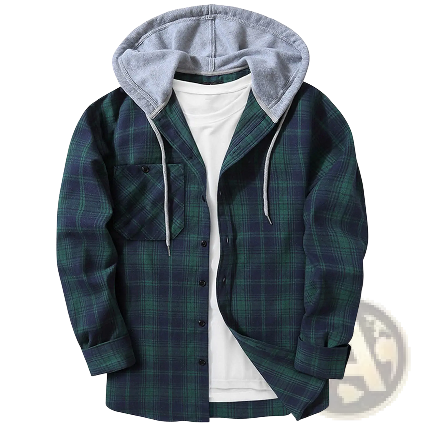 Men's Fleece Lined Plaid Flannel Hooded Shirt