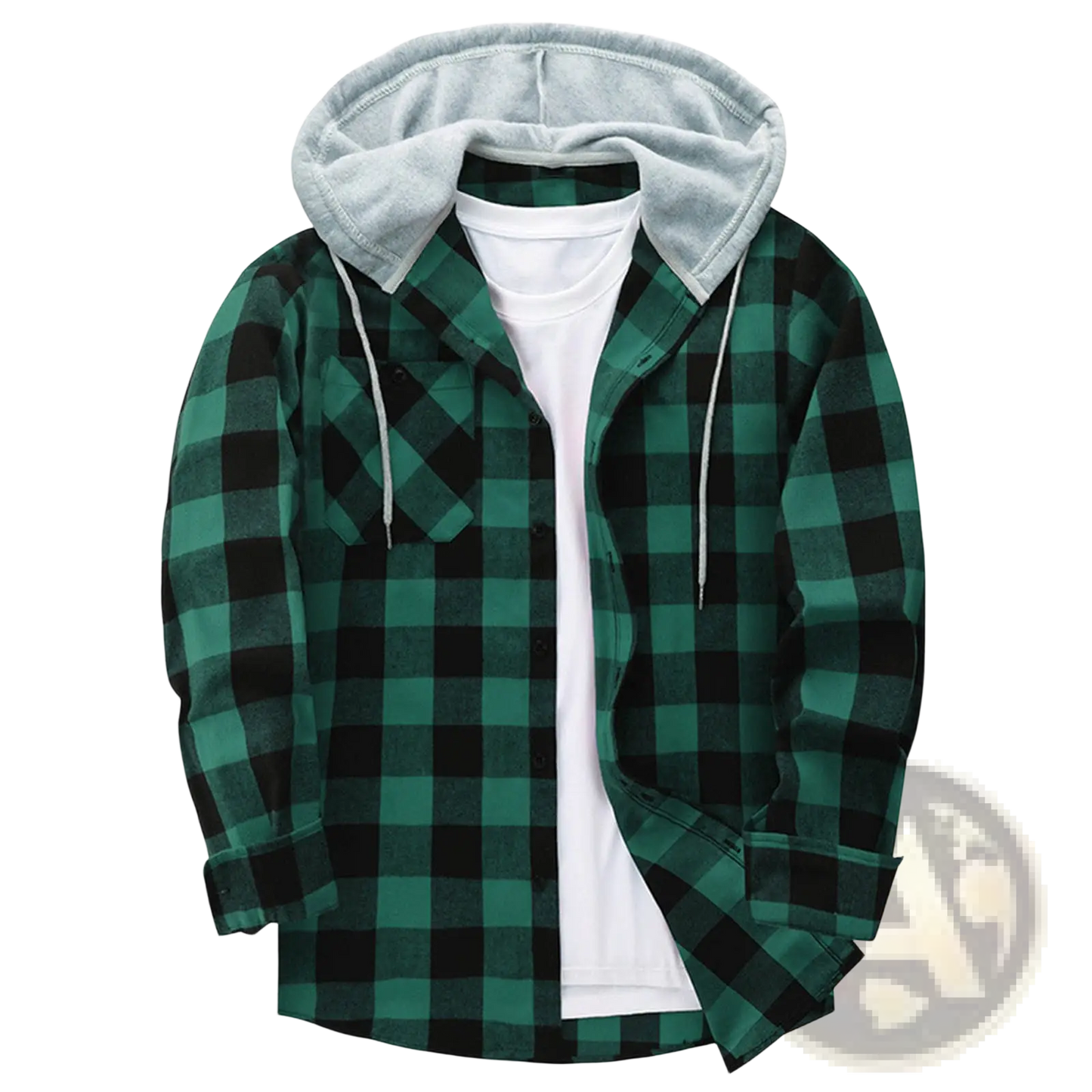 Men's Fleece Lined Plaid Flannel Hooded Shirt