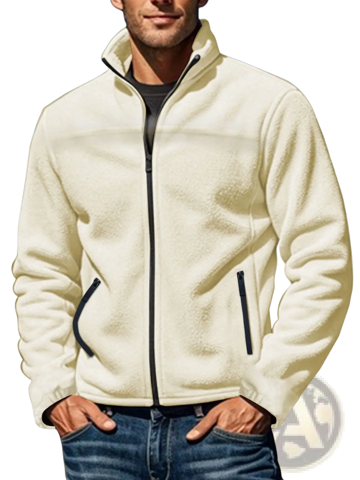 Men's Full Zip Polar Fleece Stand Collar Jacket