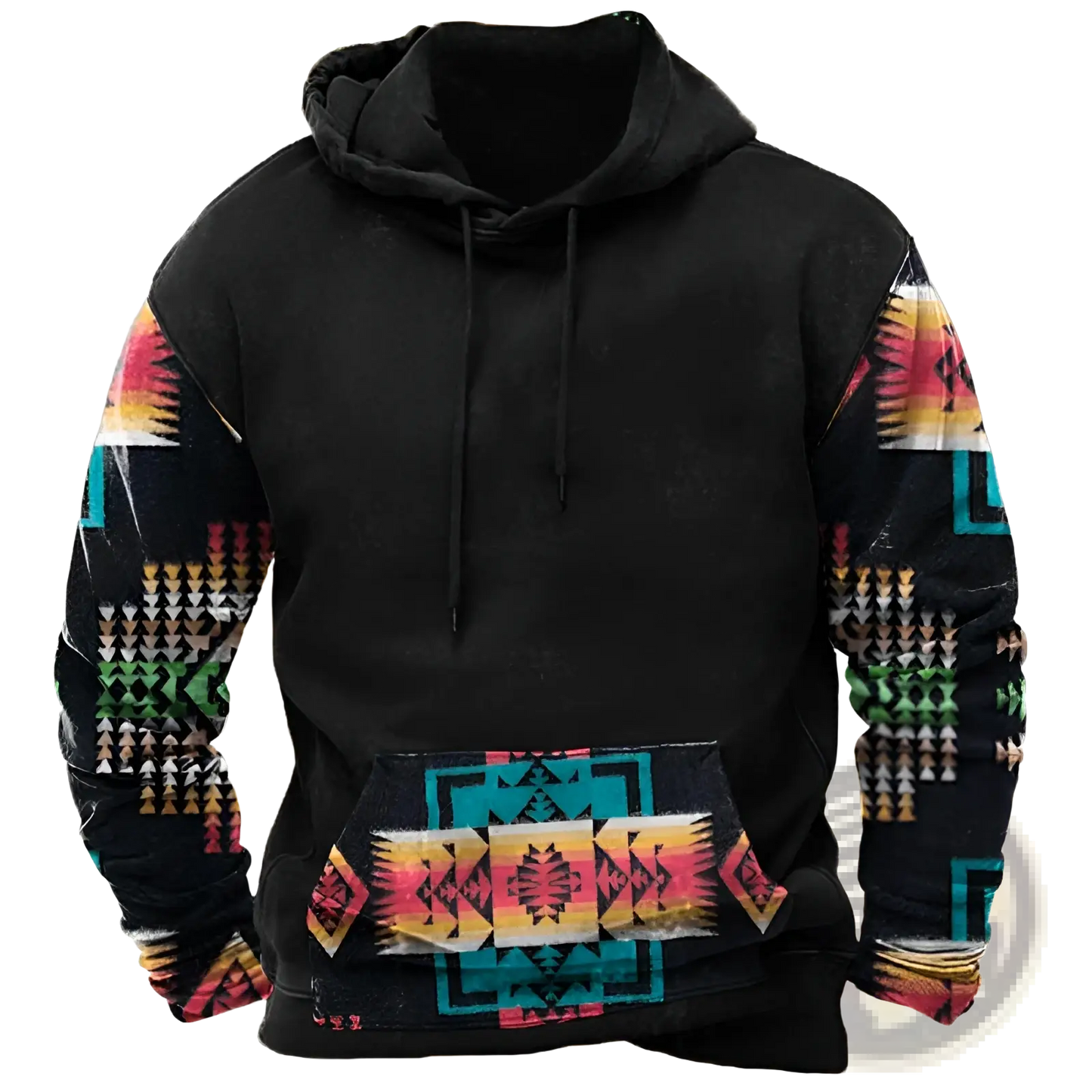 Men's Geometric Tribal Print Streetwear Pullover Hoodie