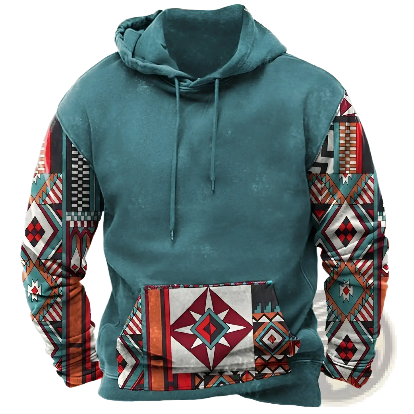 Men's Geometric Tribal Print Streetwear Pullover Hoodie