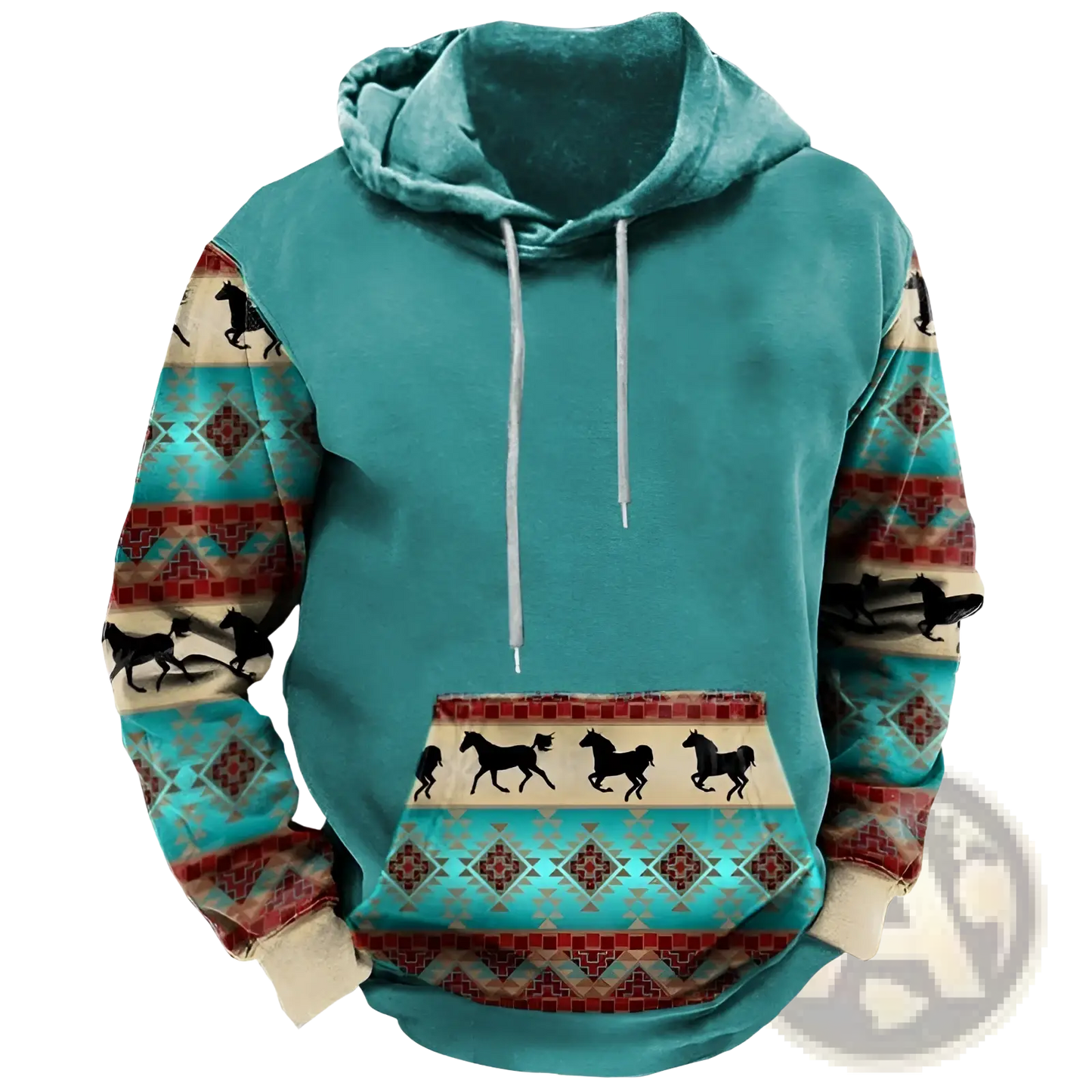 Men's Geometric Tribal Print Streetwear Pullover Hoodie