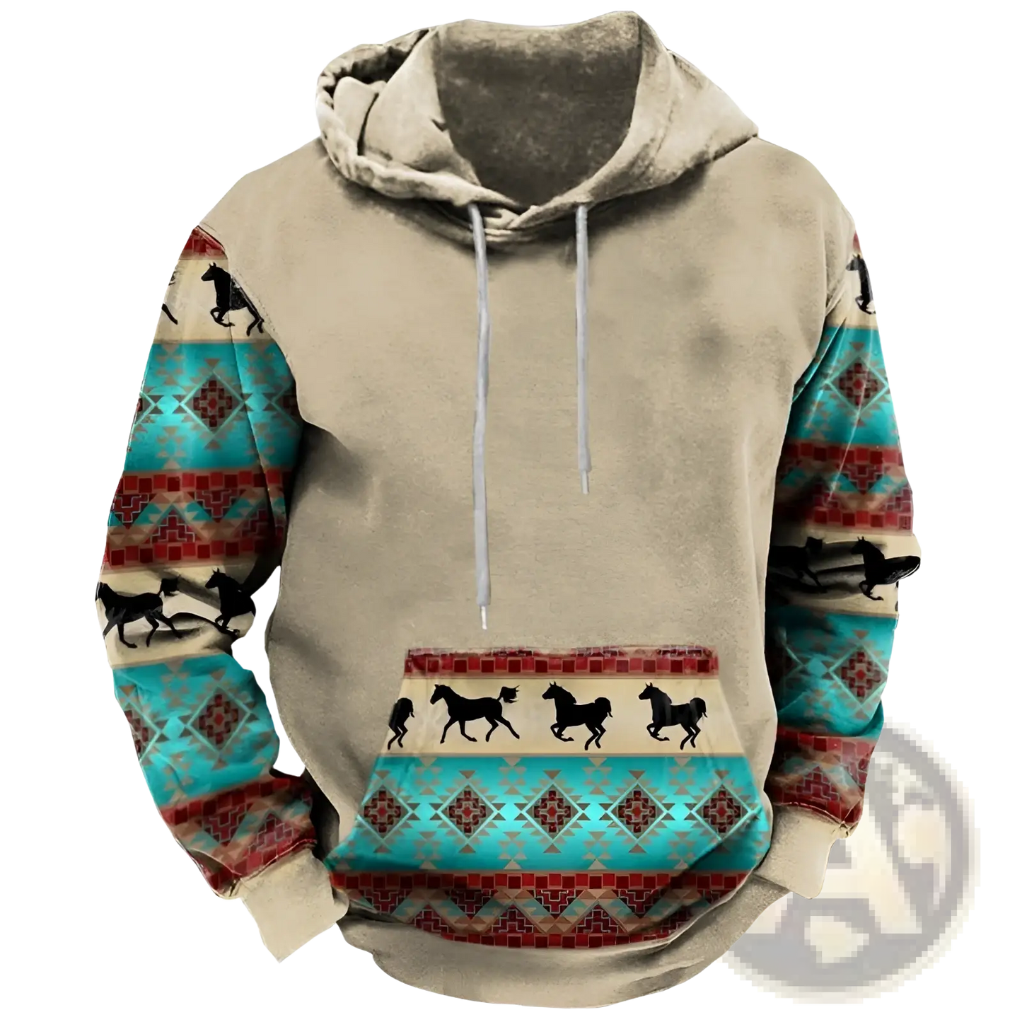 Men's Geometric Tribal Print Streetwear Pullover Hoodie