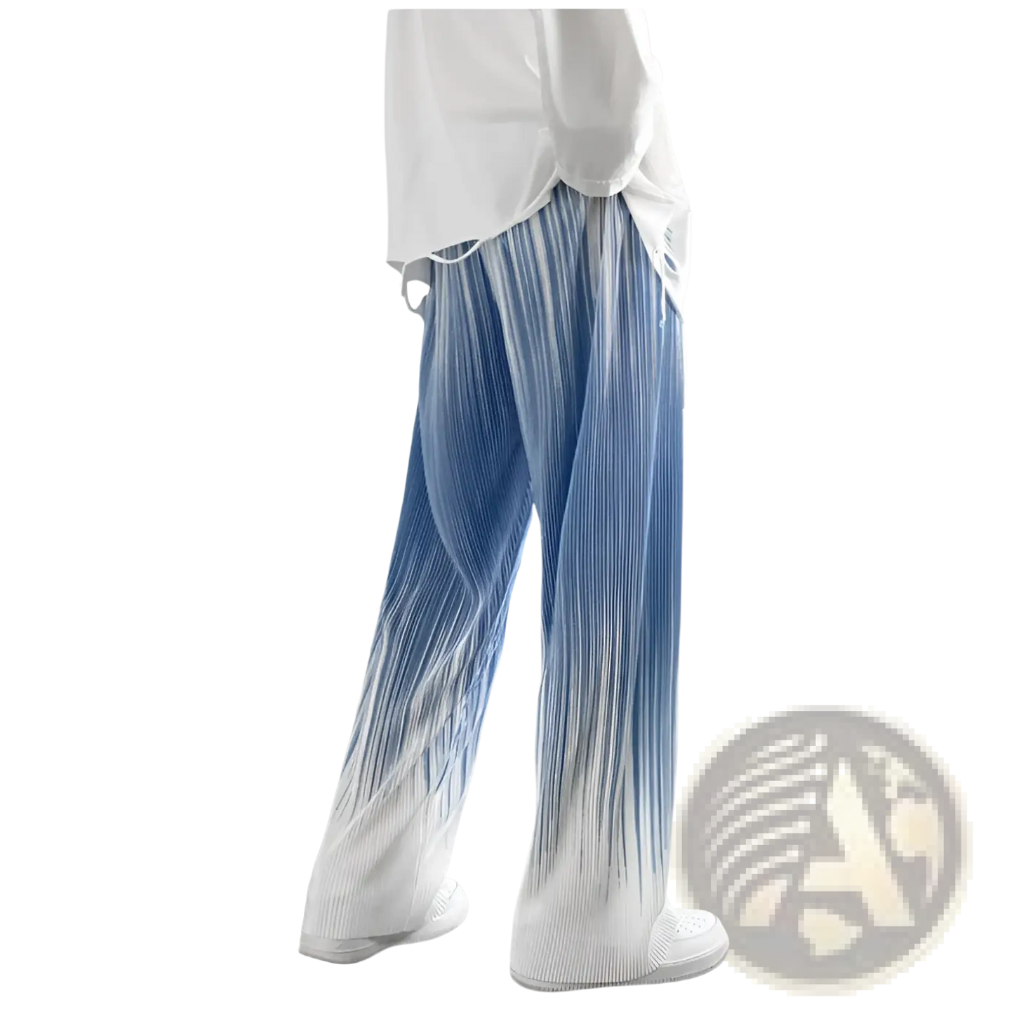 Men's Gradient Pleated Wide Leg Drape Pants