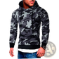 Men's Gray Camo Pleated Raglan Sleeve Hoodie