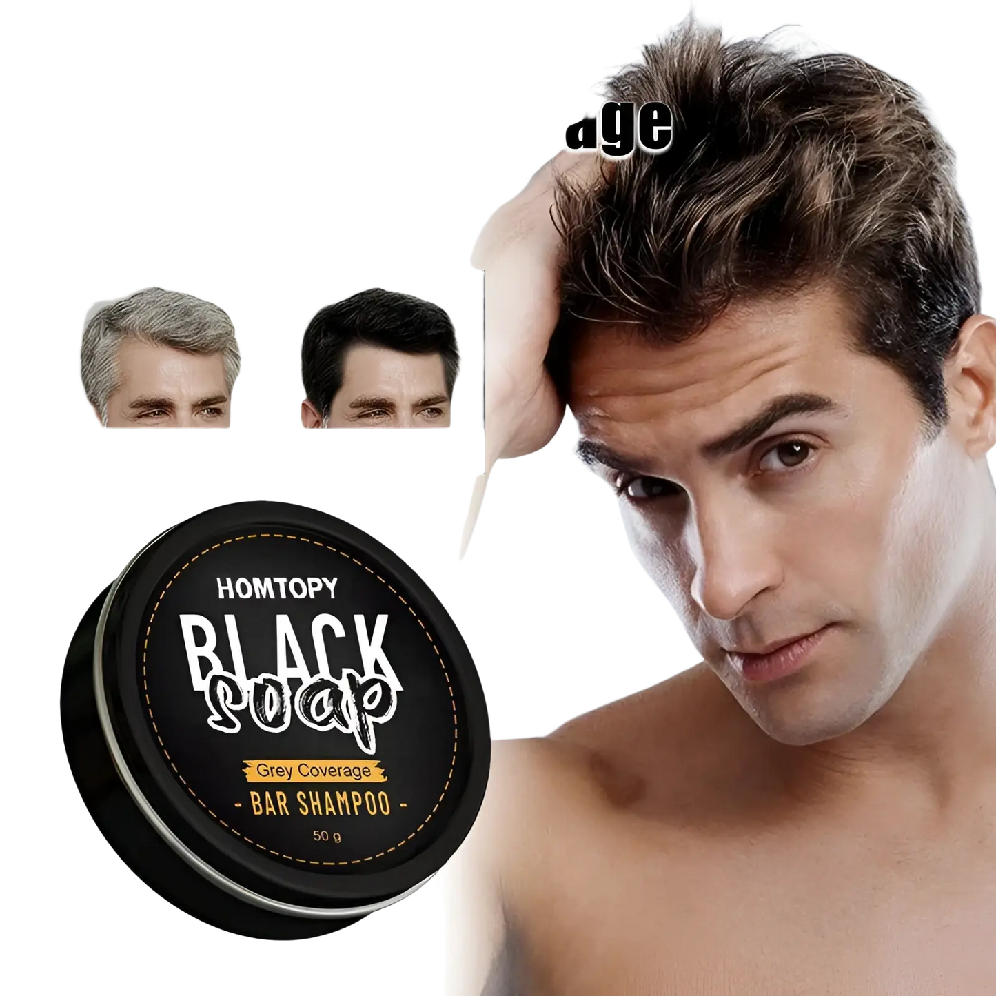 Men's Grey Coverage Bar Shampoo for Dark Hair 50g