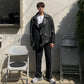 Men's Slim Fit Oblique Zipper Black Leather Moto Jacket