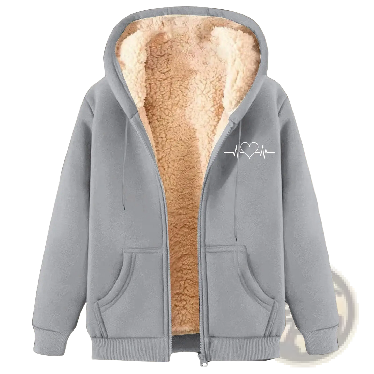 Men's Heartbeat Sherpa Lined Zip Up Winter Fleece Hoodie