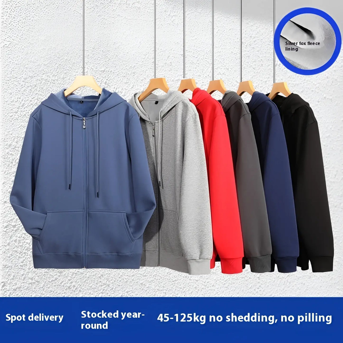 Men's Heavyweight Plus Size Fleece Zip Hoodie