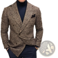 Men's Herringbone Double Breasted Knit Blazer