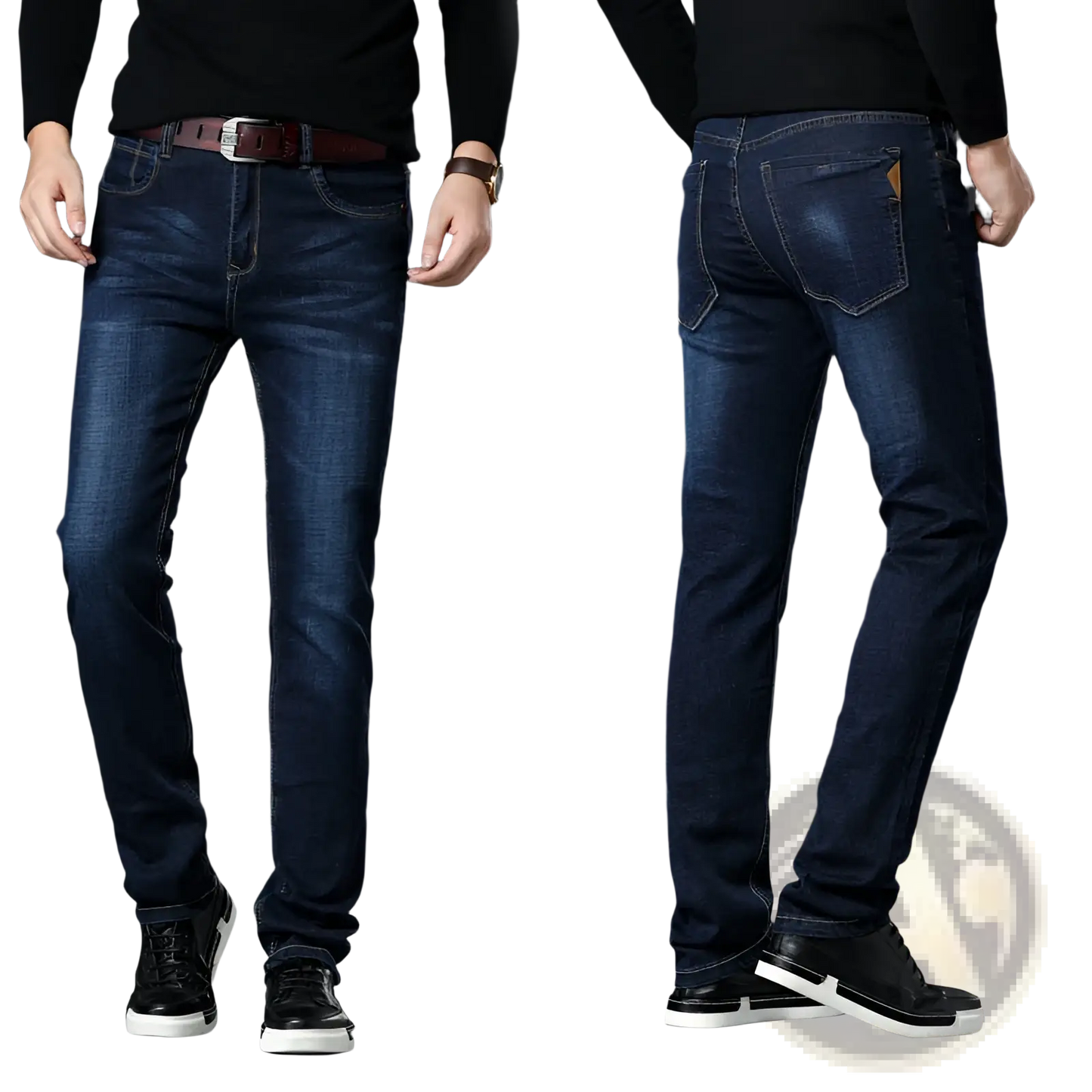 Men's High Waist Slim Fit Elastic Business Casual Jeans