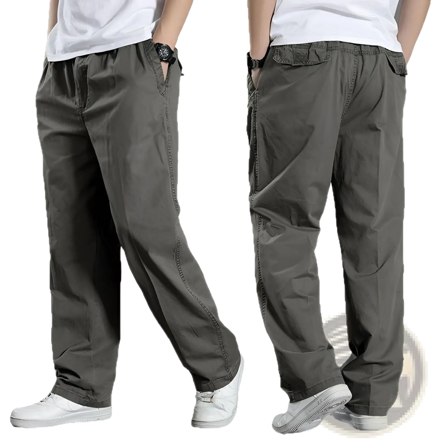 Men's Japanese Style Cotton Straight Leg Workwear Pants