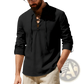 Men's Lace Up Linen Henley Shirt with Roll Up Sleeves